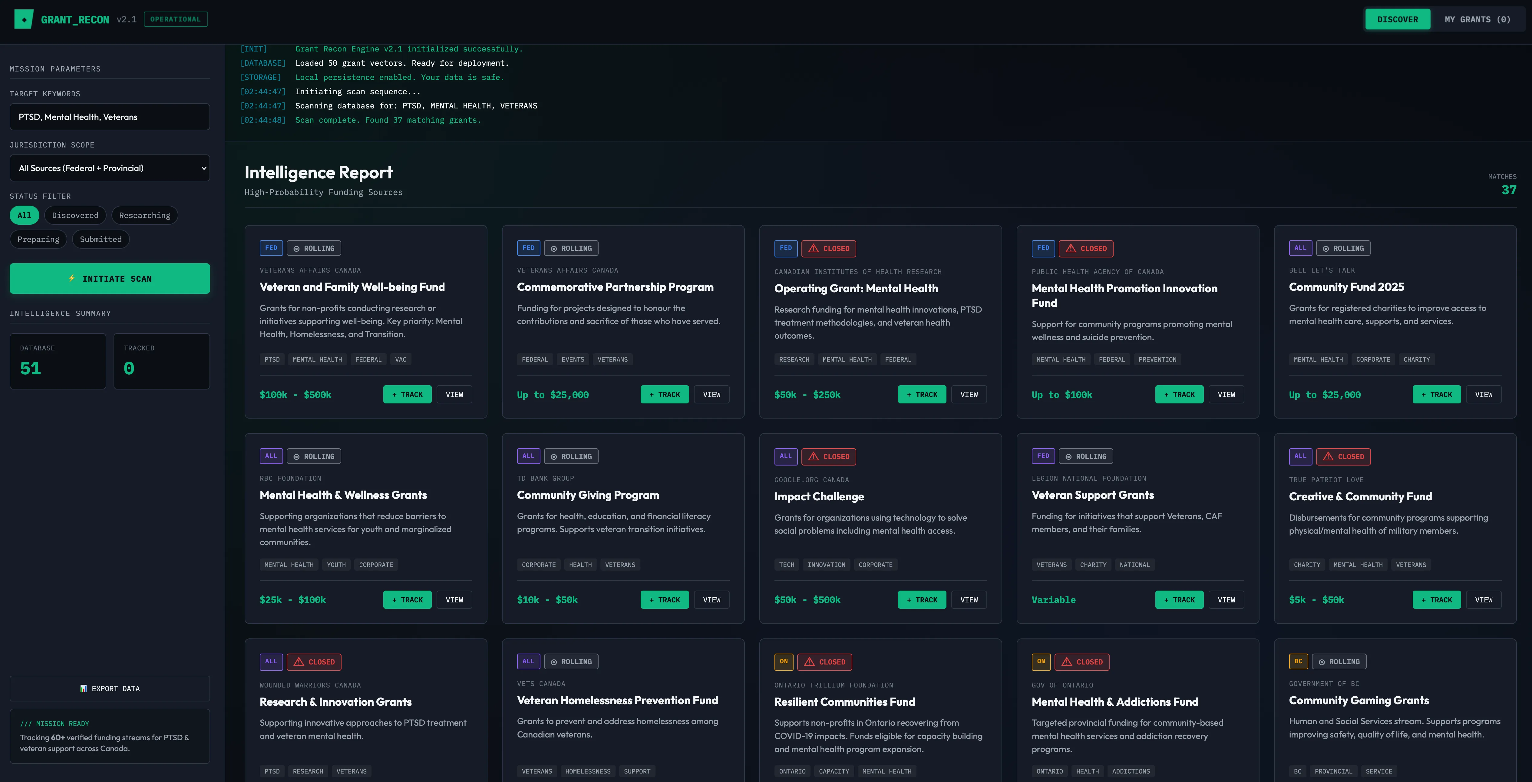 Grant_Recon automated grant discovery platform overlay